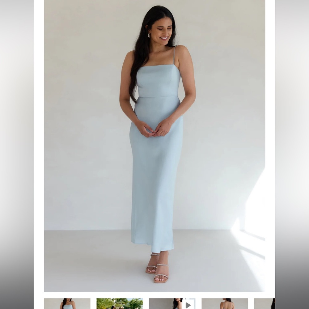 Park & Fifth Maxine Blue Spaghetti Strap Slip Maxi Dress